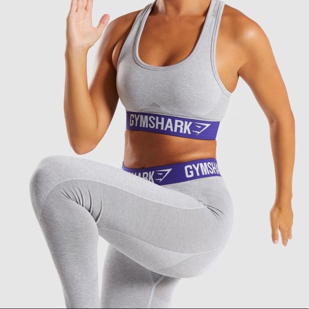 Gymshark Flex Leggings - Light Grey Marl/Indigo